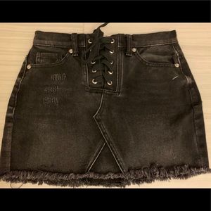 Lace up front mini skirt